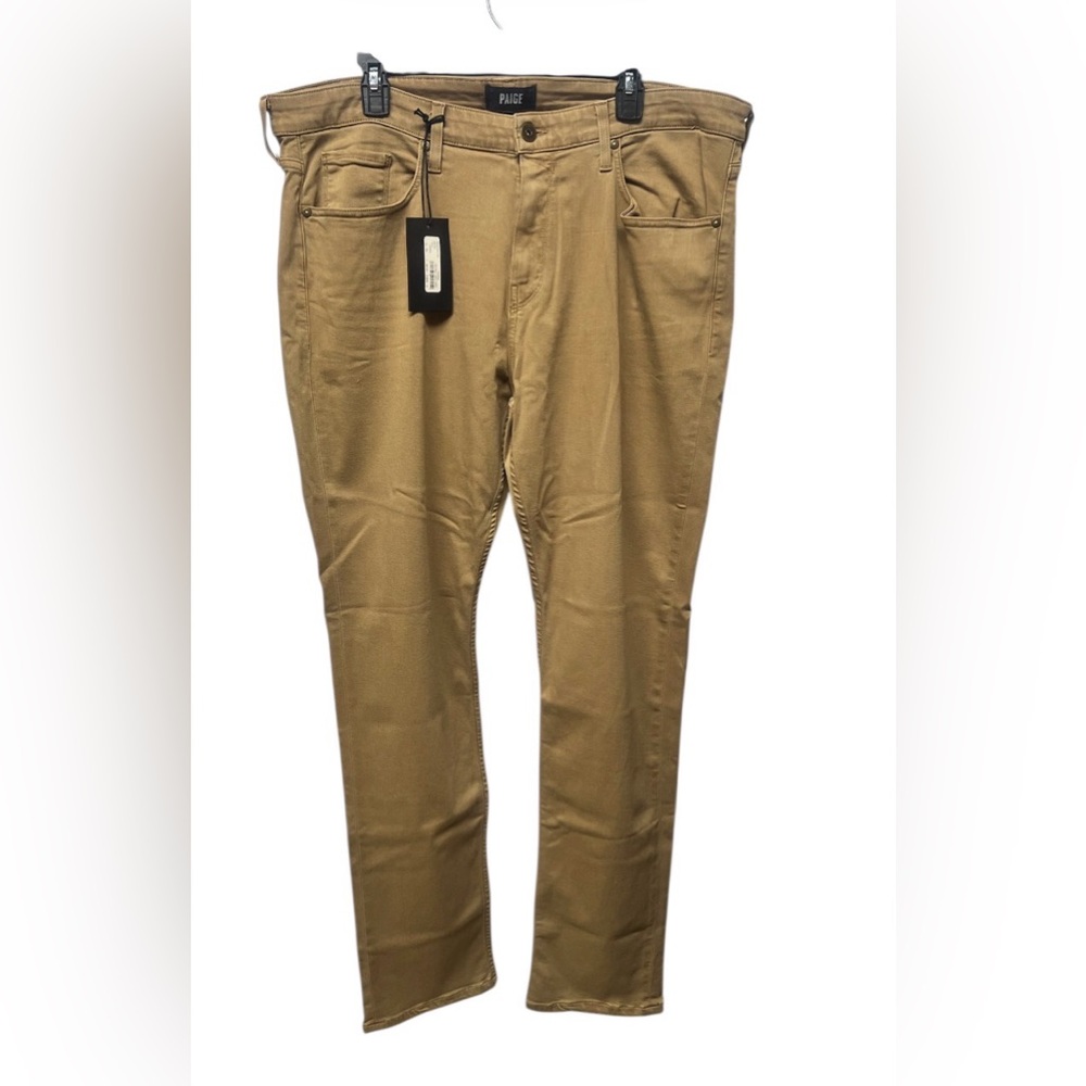 Paige Federal Slim Straight Leg Transcend Pants. ‎ Vintage Dark Camel.